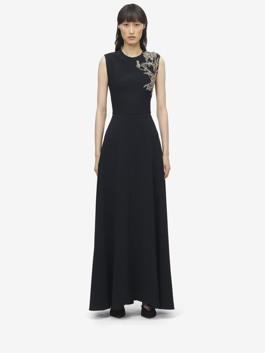 ALEXANDER MCQUEEN - Silver Tattoo Asymmetric Dress - Item 840259QZAPO